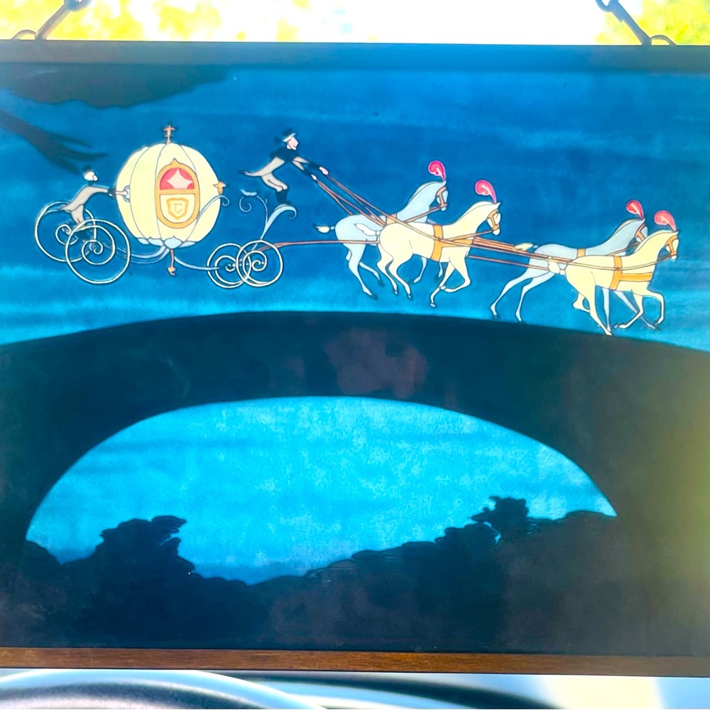 Disney stained glass Cinderella carriage scene